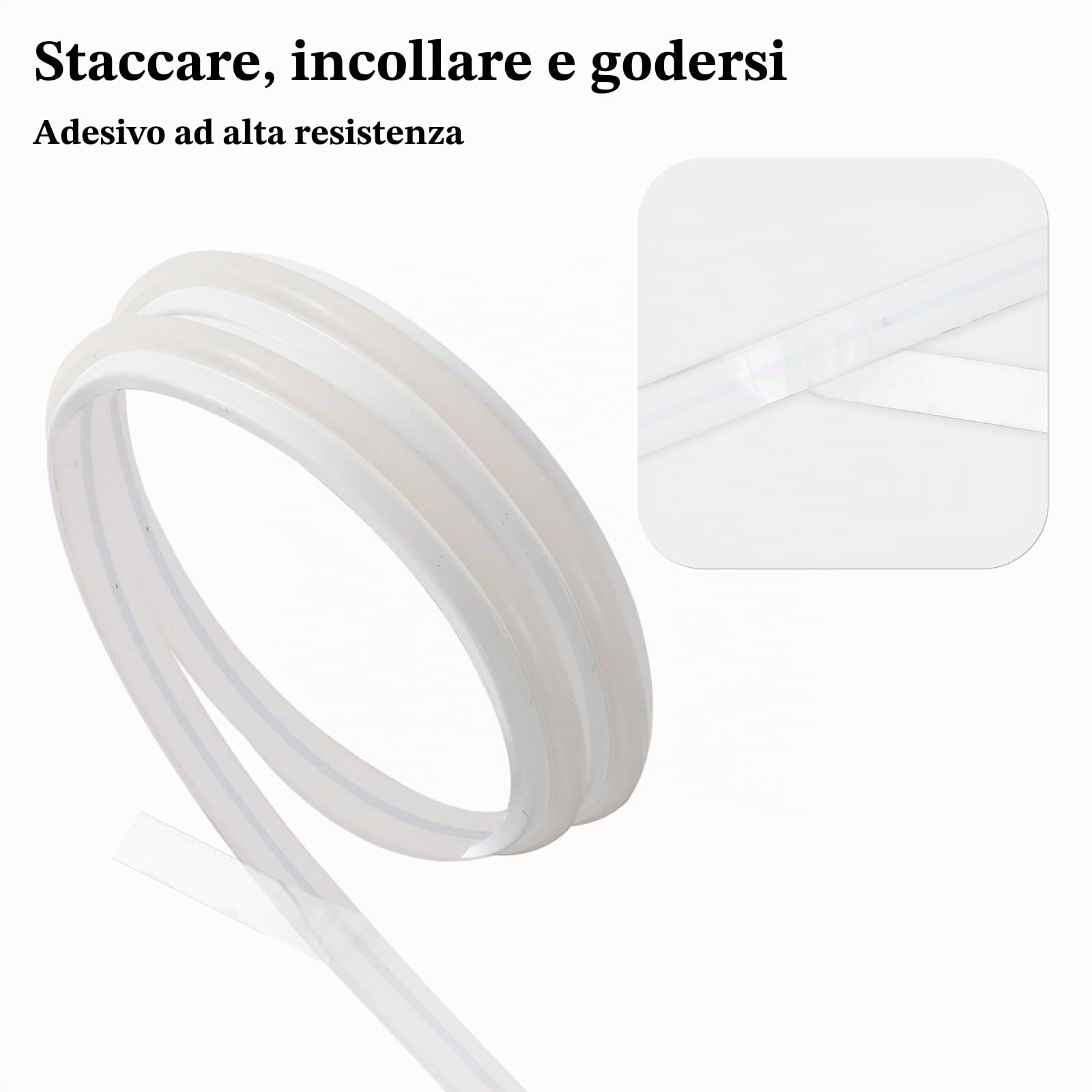 pcning 5M Strip LED COB 220V Adesivo 3000K Bianco Caldo da Interno Esterno, IP67 Impermeabile Striscia LED 5 Metri senza Trasformatore (Bianco Caldo, 5M)