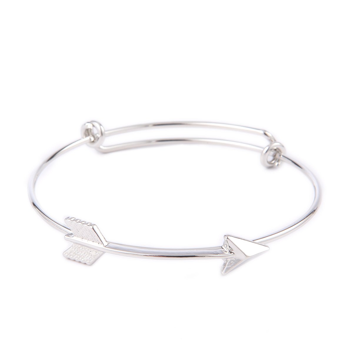 Gold and Silver Adjustable Cupid's Arrow Bangle Bracelets High Polish Wire Bracelet Bangles