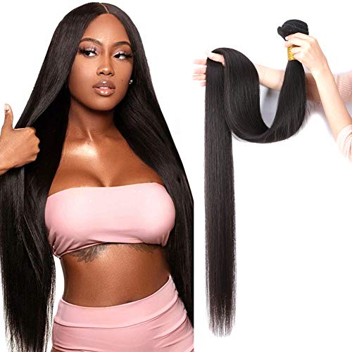 Brazilian Straight Bundles Human Hair 1 Bundle 10A Straight Weave Hair Bundles 100% Unprocessed Virgin Hair Extensions Natural Black (32")