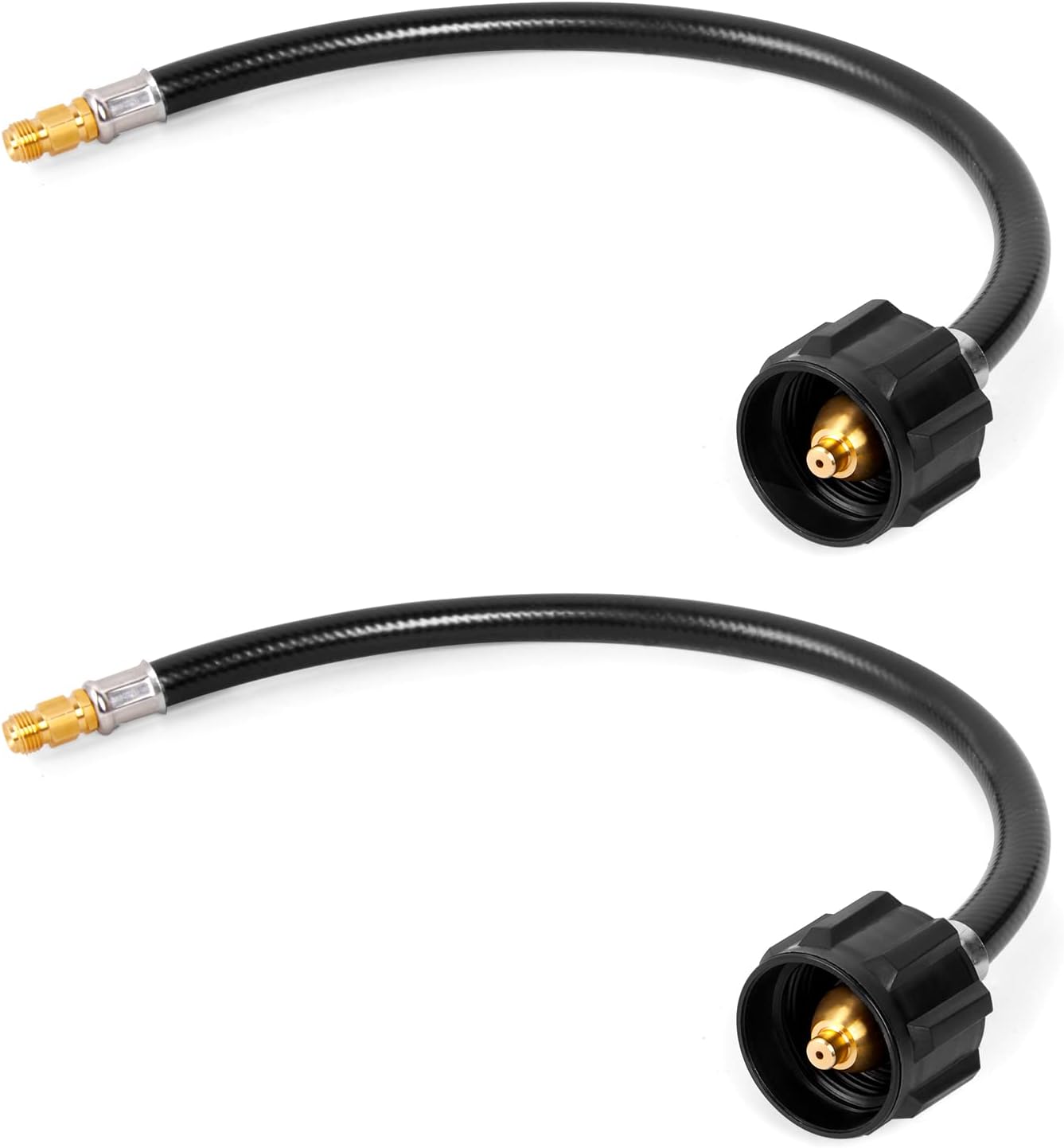 15 Inch RV Propane Hose with 1/4" Male Inverted, Camper Propane Hose Replacement for 2-Stage Auto Changeover Regulator, 2-Pack