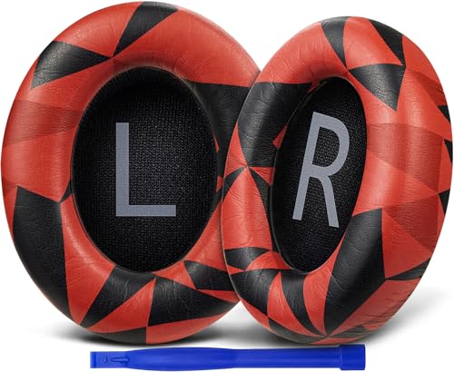 Image of SOULWIT Protein Leather Replacement Earpads for Bose 700 (NC700) Wireless Headphones, Ear Pads Cushions with Softer Protein Leather, High-Density Noise Cancelling Foam, Added Thickness - Red Storm
