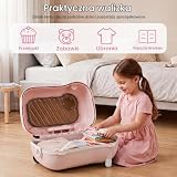 COSTWAY Ruchoma walizka dziecięca z kółkami i siedziskiem, nośność 25 kg