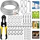 CIANBIFN 50M Drahtseil 2mm Stahlseil Kit 81 Stück, 304 Edelstahlseil PVC beschichtetes mit Drahtseilschneider, Karabinerhaken, Seilspanner, Ösenschraube, für Wäscheleine, Gardinenseil, Kletterpflanzen