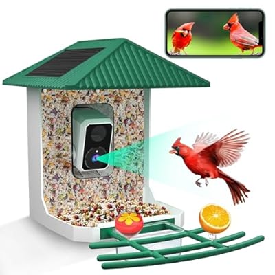 Kurain® Smart Bird Feeder with Camera, 2.4G/5G WiFi, Video Birds Feeder with Solar Panel, AI Identify, Live View, Capture Bird Video, Large-Capacity, Instant Arrival Alerts, Ideal Gift for Family