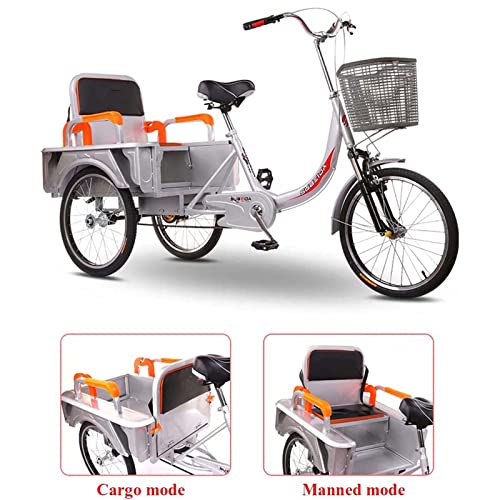 Triciclo para adultos plegable de 3 ruedas con canasto grande y asiento trasero, bicicleta de paseo de 20 pulgadas para recreo, compras y ejercicio, para hombres y mujeres, color púrpura miniatura 4