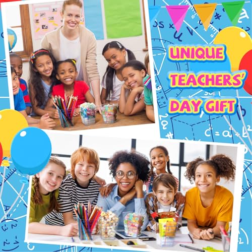 Image of Mimorou 6 Pcs Back to School Teacher Gift Box Container Notebook Pencil Composition Book Crayon Popcorn Candy Jar Containers Holders for First Day of School Party (Lined Style)