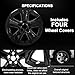 Glossy Black Wheel Skins Compatible with 2019-2024 Toyota RAV4/RAV4 Hybrid ;Set of 4 Pcs;17 inch