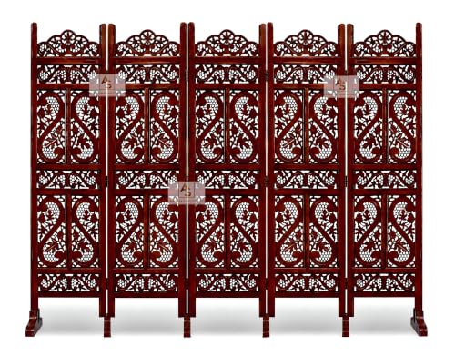 Image of Partition for Living Room Wall Room Divider Screen Separator, Wall Panel Divider for Hall | Bedroom |Office | Puja Room | Restaurant S Design (Walnut 5PWS)