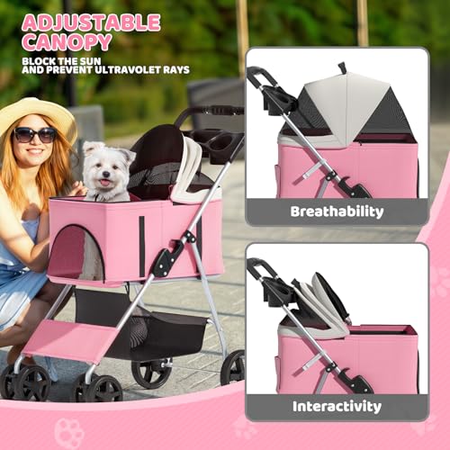 Image of Magshion 3-in-1 Foldable Pet Stroller for Small to Medium Dogs and Cats