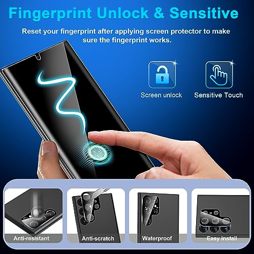 Image of [2+2 Pack] Glass Privacy Screen Protector for Samsung Galaxy S22 Ultra 5G, 9H Tempered Glass, Ultrasonic Fingerprint Compatible,HD Clear Anti-Spy Film for Galaxy S22 Ultra Glass Screen Protector