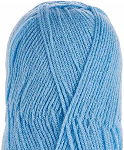 wilko Mid Blue Double Knit Yarn, 100% Acrylic Long-Staple Fibres, Strong, Versatile and Soft, Machine Washable, 100g, Pack of 10 Yarn Balls