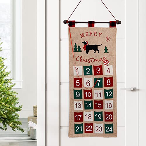 S-DEAL Burlap Christmas Advent Calendar 2025 Countdown to Christmas Cloth Wall Hanging with 24 Pockets for Xmas Holiday Decorations