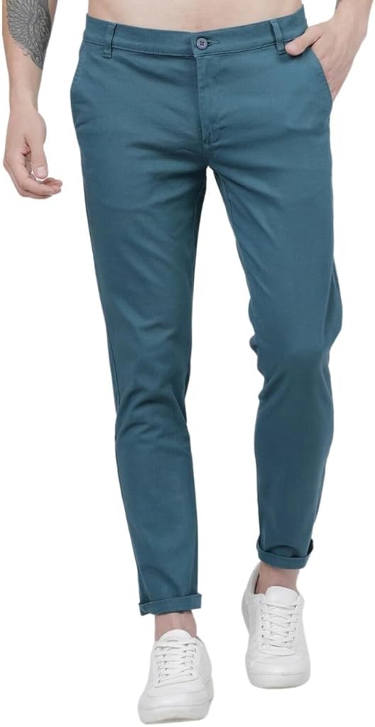 The Indian Garage Co Men Slim Fit Solid Mid-Rise Stretchable Chinos