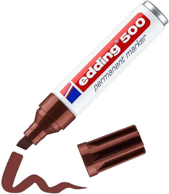 edding 500 permanent marker - brown - 1 pen - chisel tip 2-7 mm - waterproof, quick-drying, smear-proof pens - for cardboard, plastic, wood, metal, glass and fabric