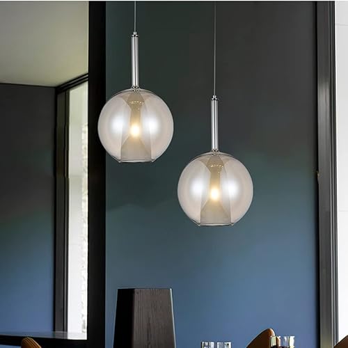 Miniatura 2 de Pobllem Lámpara colgante de globo de vidrio moderna de mediados de siglo, 1 luz, iluminación de isla de cocina, pantalla transparente degradado,