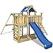 Produktbild WICKEY Spielturm Klettergerüst TwinFlyer mit Schaukel & blauer Rutsche, Kletterturm mit Sandkasten, Leiter & Spiel-Zubehör