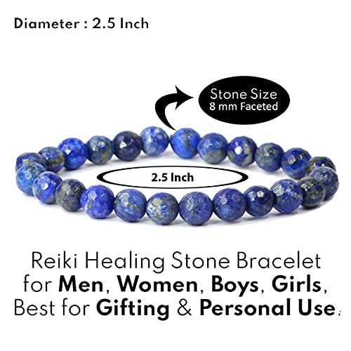 Image of Reiki Crystal Products Certified Natural Crystal Stone 8 mm Faceted /Diamond Cut Beads Bracelet for Men & Women | Reiki Charged Gemstone Bracelet | Multiple Crystal Variants Available