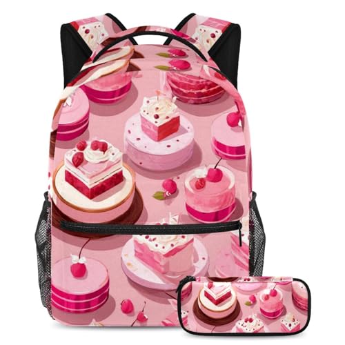 Lot de 2 cartables rose motif dessert pour l'école et le voyage des ados
