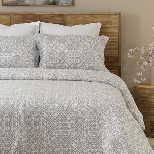 Layers Emaline 144 TC 100% Cotton Grey Vintage Tile Double Bedsheet Set