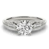 Blocaci Engagement Ring 1.0 CT Center Round Cut Floral Moissanite Engagement Rings for Women 10k 14k 18k White Gold 14k 5