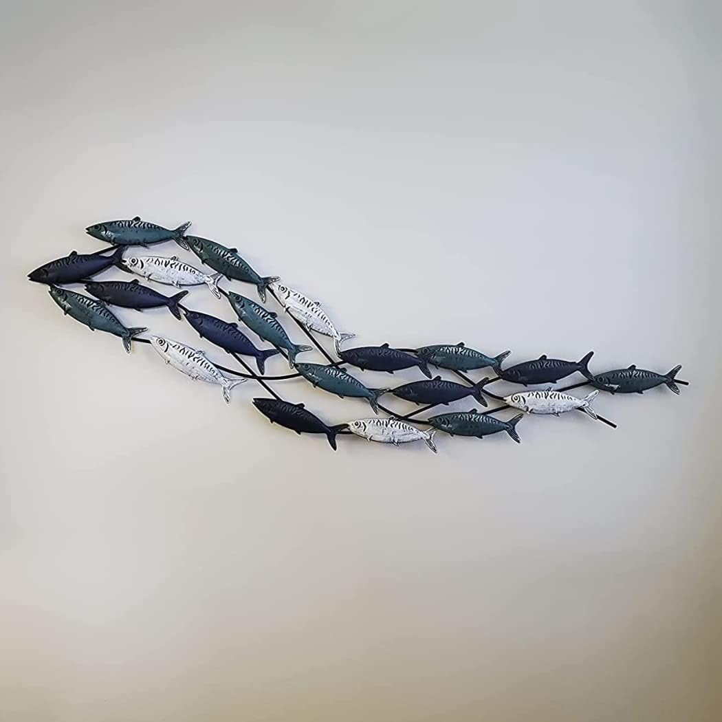 3D Metal Fish Wall Decor, School of Fish Metal Wall Art Handcrafted