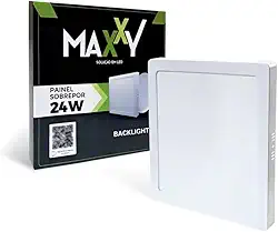 Painel Plafon LED 24W Sobrepor Maxxy – Quadrado, Luz Branco Neutro 4000K, Econômico, Ideal para Teto de Sala, Cozinha, Escritório