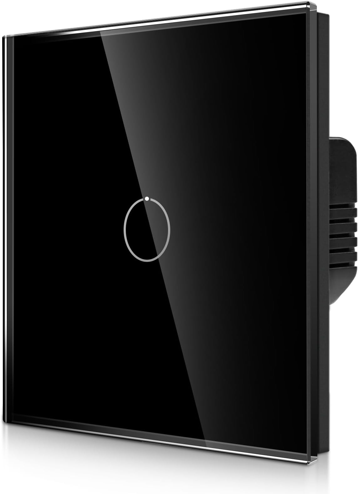 CNBINGO 2-Way Touch Light Switch - 1 Gang Black Wall Switch with Glass Panel and Status LED Backlight - No Neutral Wire Required - Only Pair with this 2-Way Switch Series