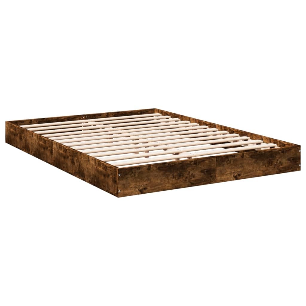 vidaXL Bed Frame without Mattress Smoked Oak 140x200 cm Engineered Wood — image 1