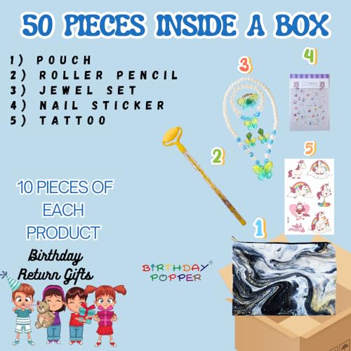 Image of Birthday Popper 50 Pcs Fashion Combo as Birthday Return Gifts for Girls | Combo Pack for Birthday Goodie Bags, Party Favors, Gift Bags, Kids' Accessories Combo Pack for Girls of All Age Group