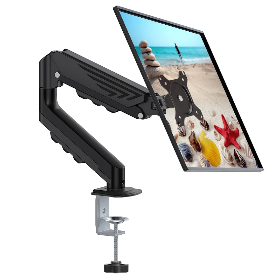 Dyazo Monitor Arm Desk Mount for 13–32" Screens | Gas Spring Height Adjustable Monitor Stand | VESA 75x75 & 100x100mm | Motion Tilt, Swivel & 360° Rotation | C-Clamp & Grommet Base Supports Upto 10kg-picture-22