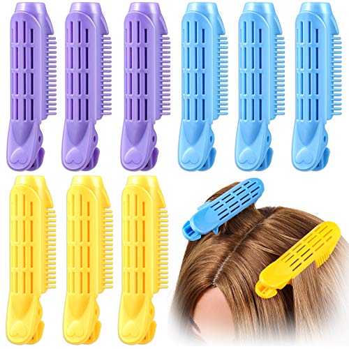 9 Pieces Fluffy Hair Clip Styling Curly Tool Root Hair Curler Volumizing Hair Root Clip Roller Wave Fluffy Hairstyling Clip DIY Styling Tool (Blue, Yellow, Purple)