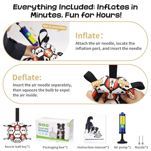 Image of Dog Soccer Ball with Straps, 6 Inch for Small and Medium Dogs, E | Footable Floating Dog Toy for Training, Fetch & Water Play, Interactive Dog Toys with Pump and Needle for Inflation