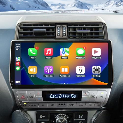 Car Radio for Toyota Land Cruiser Prado 150 2018 2019 2020 2011 2012 2023 Upgrade Stereo Radio Head Unit with CarPlay 12.3 inch Touch Screen Android Auto Bluetooth GPS SWC WiFi 8Core 4+64G