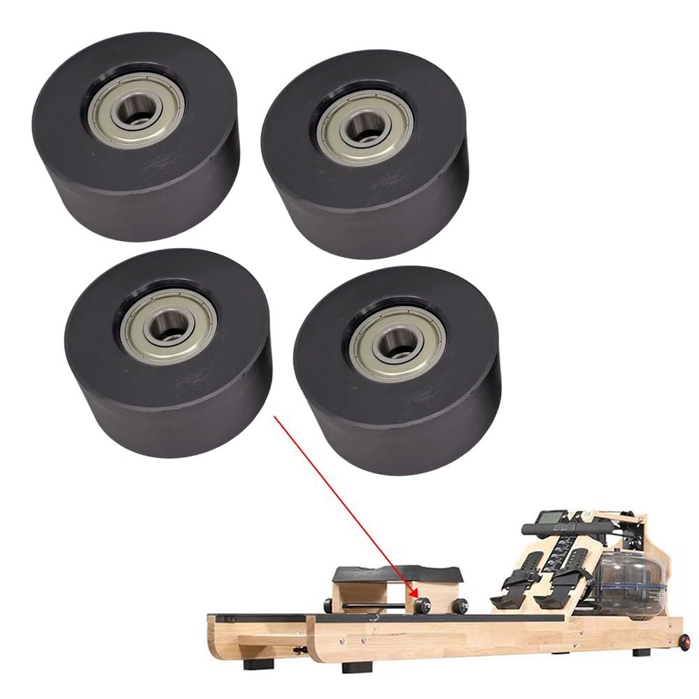 4er-Pack Wasser-Rudermaschinen-Sitz-Räder, 45 x 21 x 8 mm, Nylon und Stahl, Ersatzkissen, bewegliche Räder