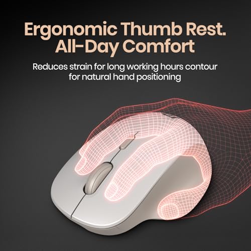 Image of Portronics ToadGo Wireless Rechargeable Bluetooth Mouse with Thumb Rest Support, (Bluetooth + 2.4 GHz) Connectivity, Rechargeable Battery, Adjustable Dpi, Noise-Free Clicking, Wide Compatibility