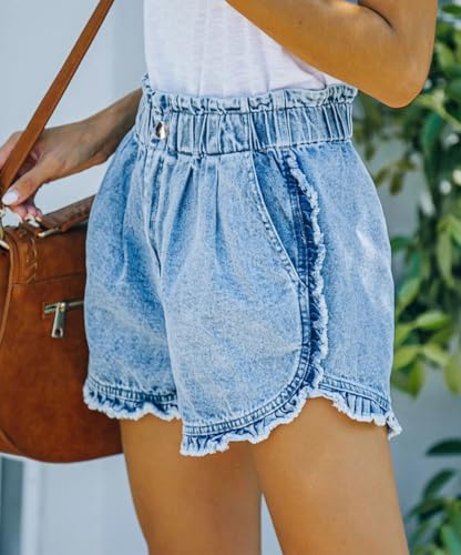 Image of YOCUR Womens Lightweight Shorts Casual Baggy Trendy Hot Pants Elastic Waist Drawstring Comfy Shorts