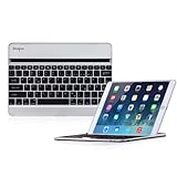 Lieferumfang:iPad-Air-Tastatur-Case mit Autosleep-Funktion in Silber, QWERTZ-Layout, USB-Ladekabel
