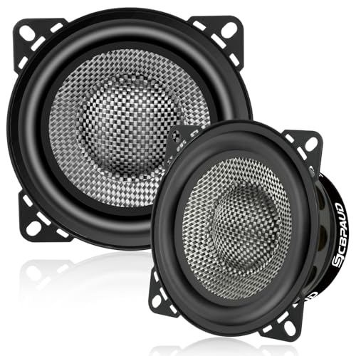 SCBPAUD 4 Inch Car Speakers 300W, 4 Ohm Mid-Bass Audio Speaker with Carbon Fiber Cone, High