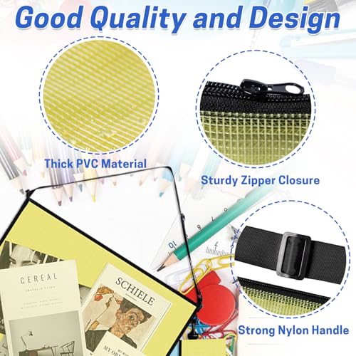Image of 2 Pcs Art Portfolio Bag, 19x25 Inches Artwork Storage Case with Handle and Zipper, Large Clear Waterproof Poster Storage Bag for Posters Artwork Bulletin Board (Yellow and Blue)