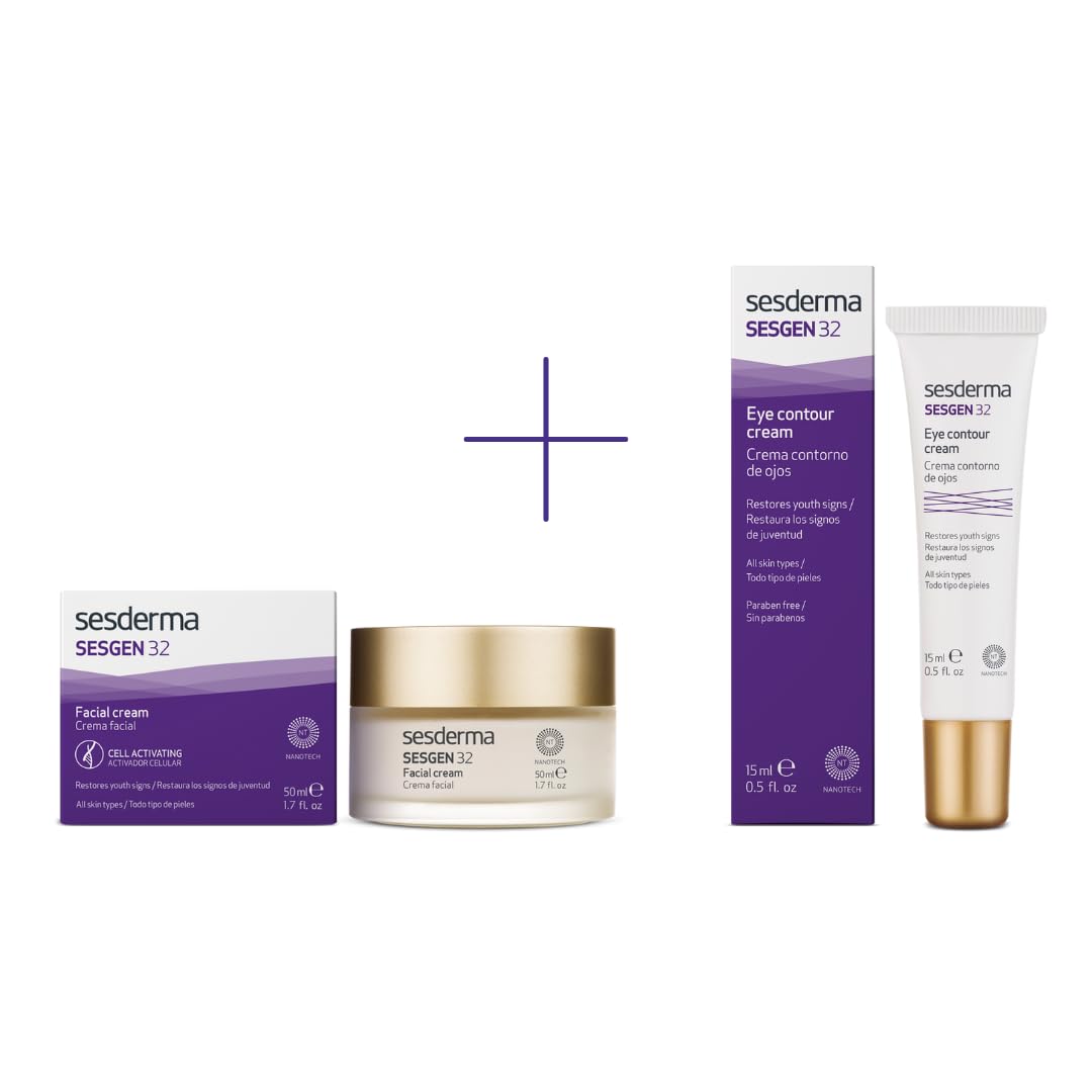 Sesderma SESGEN 32 Geschenkset – Zellaktivierende Anti-Aging Gesichtscreme 50 ml + Augencreme 15 ml – Mit Teprenon, Hyaluronsäure & DMAE – Regenerierende Pflege für strahlende Haut