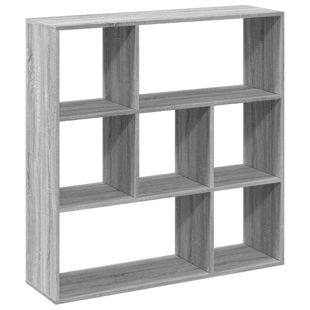 Regał na książki Sonoma, szary, 102 x 29 x 103,5 cm, materiał drewnopochodny, 7 przegródek, uniwersalny organizer Cube Storage do salonu, biura