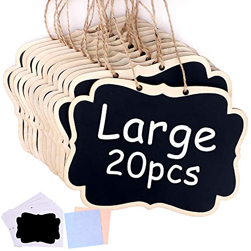 Jekkis 20 Pack Hanging Chalkboards Signs, 6.3 x 4.7 Inch Mini Chalkboards Signs