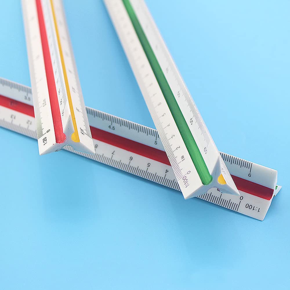 Regla de escala de plástico, escala triangular, regla de 30 cm, escala triangular, escalas métricas 1:20 1:25 1:50 1:75 1:100 1:125