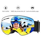 Filtro de Luz Fuerte: Protección 100% UV 400, 19% VLT (transmisión de luz visible), protege los ojos de la luz UV, luz fuerte y reflejos; Este gafas de esquí es adecuado para días soleados y nublados
