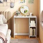 Tangkula Small White Desk with Shelves, Compact Desk for Small Space, Study Writing Table with 2 Tier Shelves, Modern Simple Style Laptop PC Table, White - Image 5