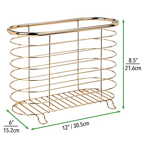 Mdesign Steel Magazine Holder Storage Organizer Bin - For Bathroom, Living Room, Home Office Organization - Holds Papers, Books, Files, Folders - Omni Collection - Soft Brass #TOP3