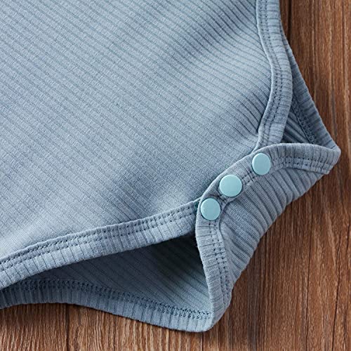Ciycuit Newborn Baby Boy Summer Clothes Ribbed Short Sleeve Romper + Shorts Set 0 3 6 9 12 18 Months Two Piece Outfits Blue 0-3 Months #TOP2