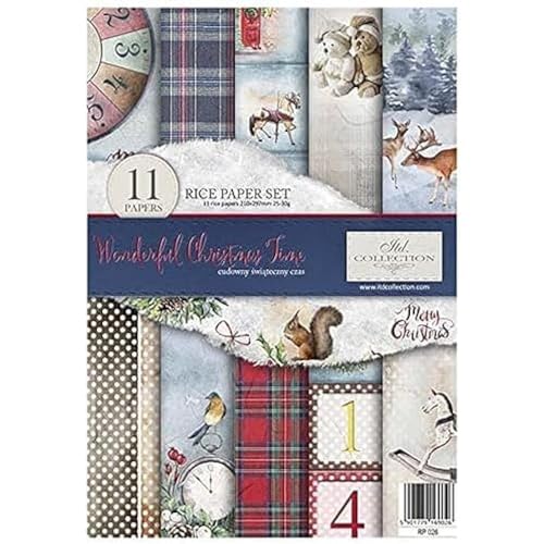 Itd Collection Papier De Riz, Wonderful Christmas Time, 29,7 X 21 Cm
