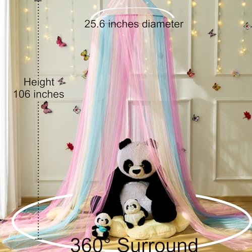 Image of Princess Rainbow Bed Canopy for Girls Bed Net,Princess Canopy for Kids Bed Room Decor (Rainbow)