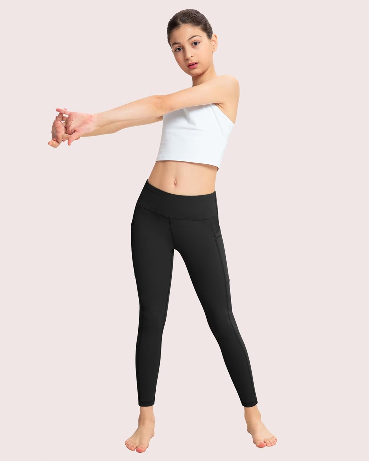 ATHVOTAR Girls Leggings with Pockets: High Waisted Yoga Workout Athletic Dance Running Pants 4 Packs - Image 2